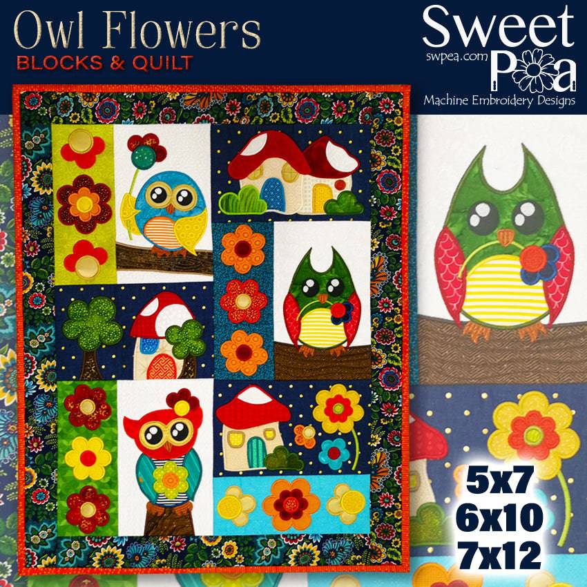 Flower quilt 4x4 5x7 6x10 7x12 8x8 in the hoop machine embroidery ITH