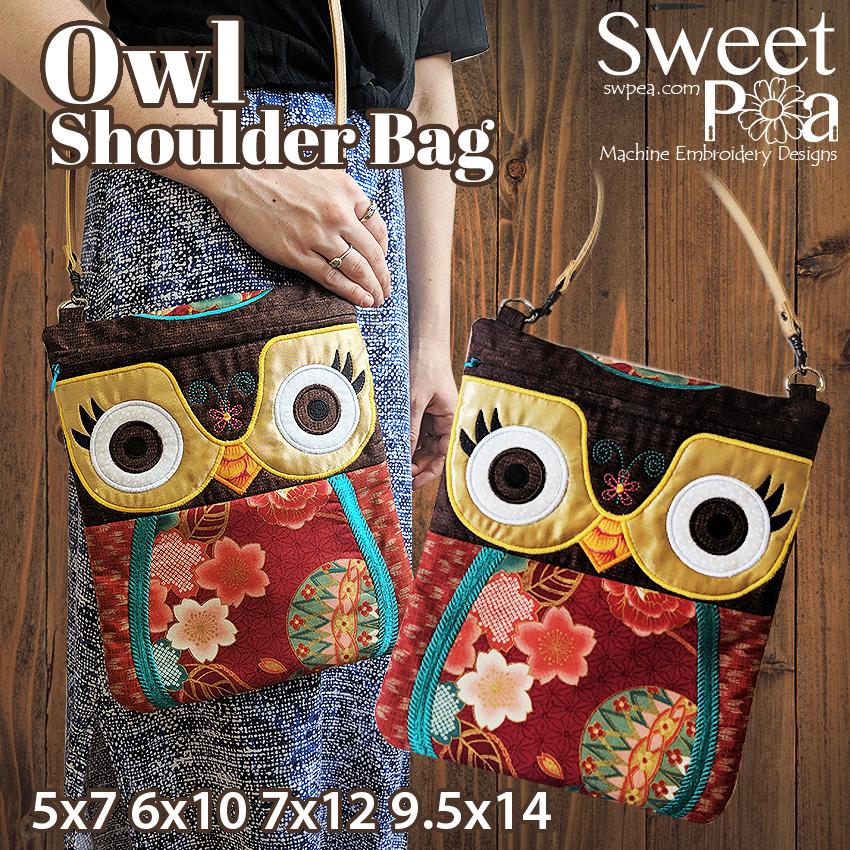 Owl Shoulder Bag 5x7 6x10 7x12 9.5x14 - Sweet Pea Australia In the hoop machine embroidery designs. in the hoop project, in the hoop embroidery designs, craft in the hoop project, diy in the hoop project, diy craft in the hoop project, in the hoop embroidery patterns, design in the hoop patterns, embroidery designs for in the hoop embroidery projects, best in the hoop machine embroidery designs perfect for all hoops and embroidery machines