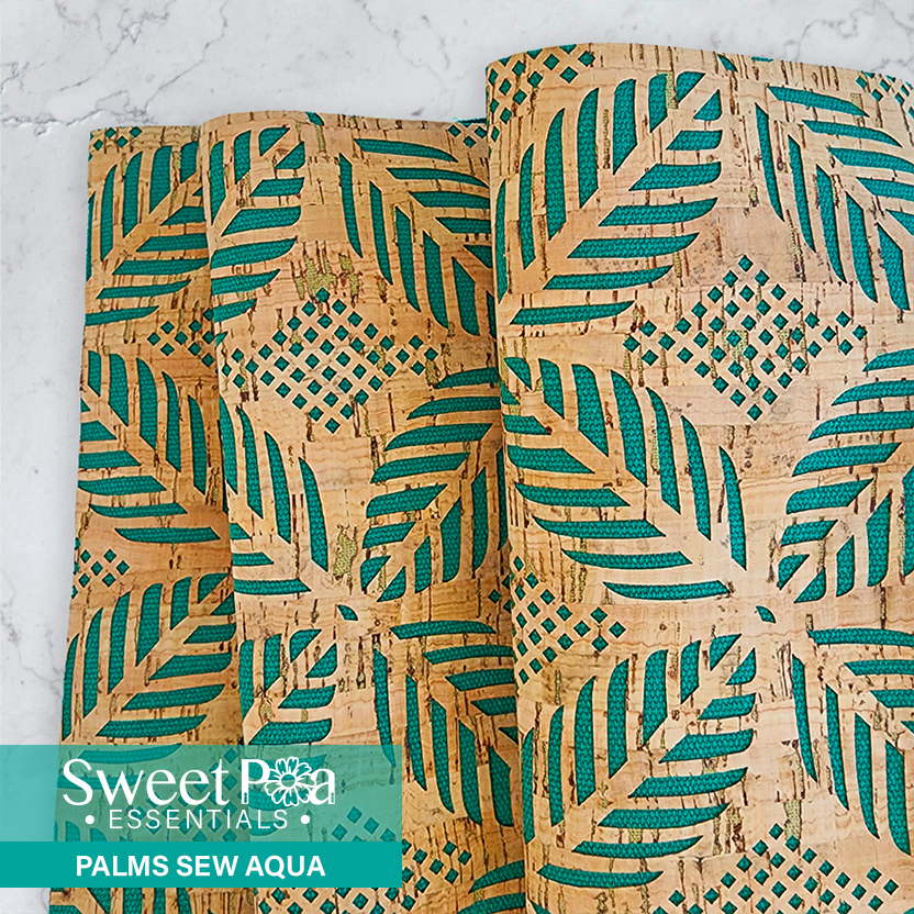 Packaged 1/2 Yard Cut: Lite Cream Canvas Backed Palms Cork Fabric