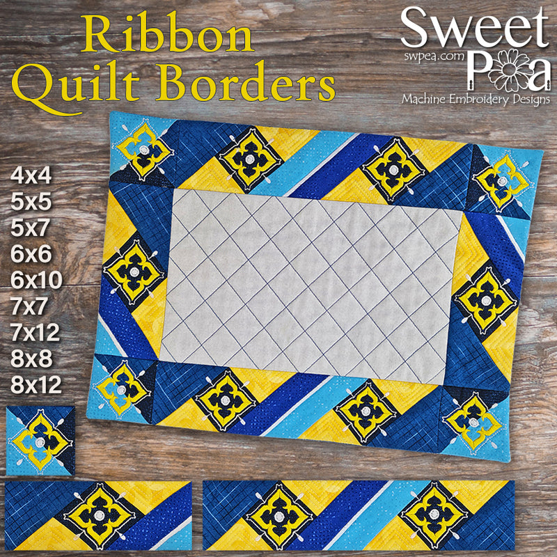 Ribbon Quilt Borders 4x4 5x5 5x7 6x6 6x10 7x7 7x12 8x8 8x12 | Sweet Pea.