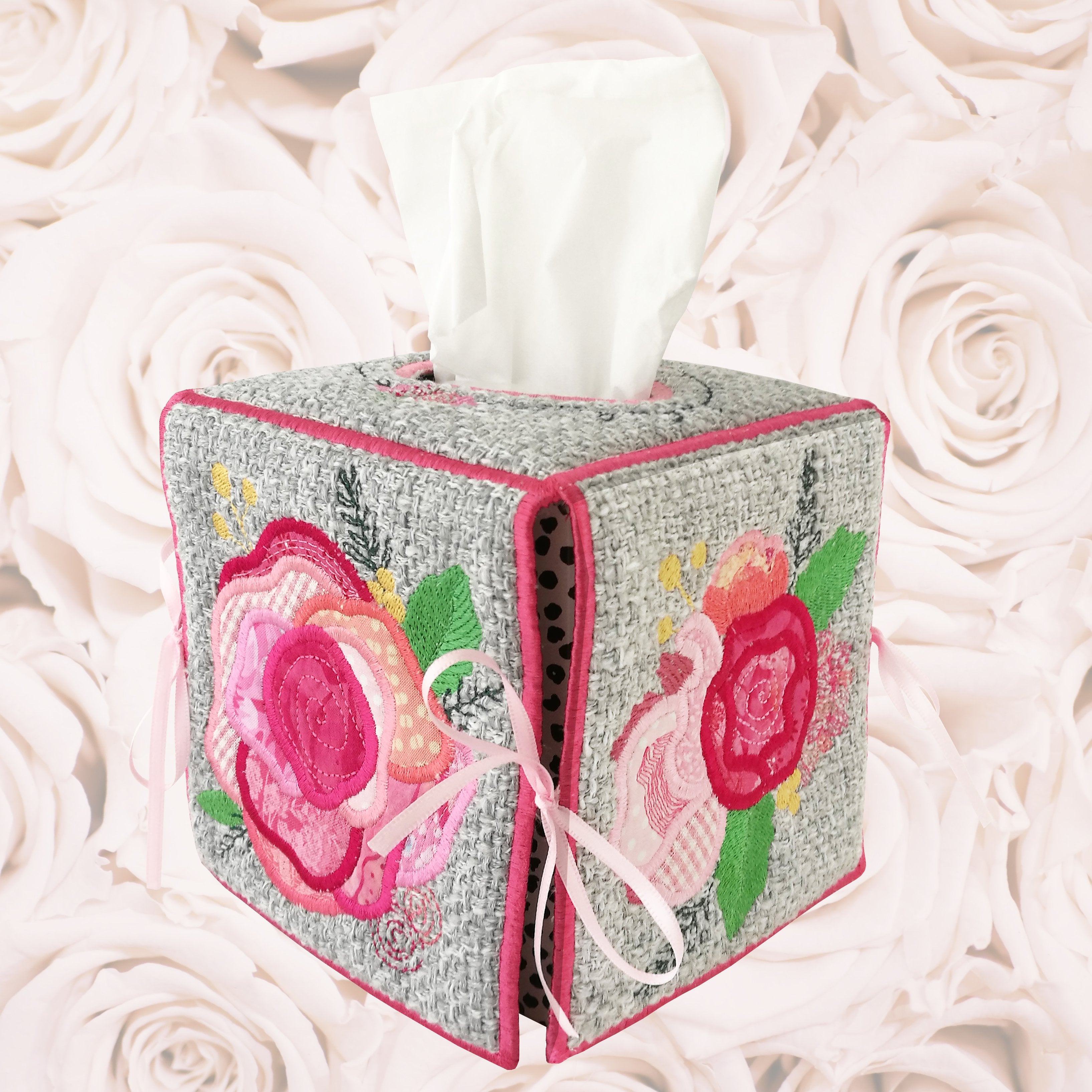 Roses Tissue Box 5x7 - Sweet Pea Australia In the hoop machine embroidery designs. in the hoop project, in the hoop embroidery designs, craft in the hoop project, diy in the hoop project, diy craft in the hoop project, in the hoop embroidery patterns, design in the hoop patterns, embroidery designs for in the hoop embroidery projects, best in the hoop machine embroidery designs perfect for all hoops and embroidery machines