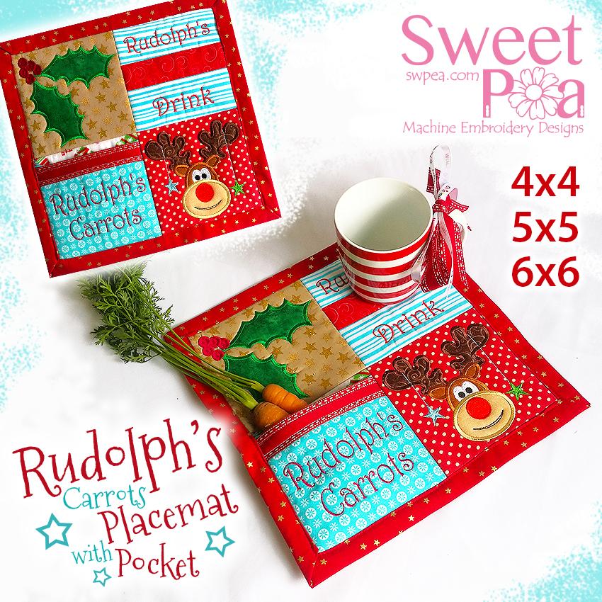Rudolph's Carrots Placemat 4x4 5x5 6x6 - Sweet Pea Australia In the hoop machine embroidery designs. in the hoop project, in the hoop embroidery designs, craft in the hoop project, diy in the hoop project, diy craft in the hoop project, in the hoop embroidery patterns, design in the hoop patterns, embroidery designs for in the hoop embroidery projects, best in the hoop machine embroidery designs perfect for all hoops and embroidery machines