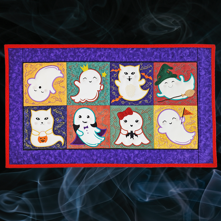Cute Ghost Runner 4x4 5x5 6x6 7x7 In the hoop machine embroidery designs