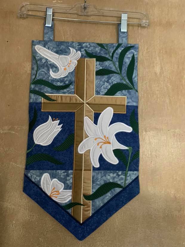 Cross and Easter Lilies Wall Hanging 5x7 6x10 7x12 - Sweet Pea Australia In the hoop machine embroidery designs. in the hoop project, in the hoop embroidery designs, craft in the hoop project, diy in the hoop project, diy craft in the hoop project, in the hoop embroidery patterns, design in the hoop patterns, embroidery designs for in the hoop embroidery projects, best in the hoop machine embroidery designs perfect for all hoops and embroidery machines