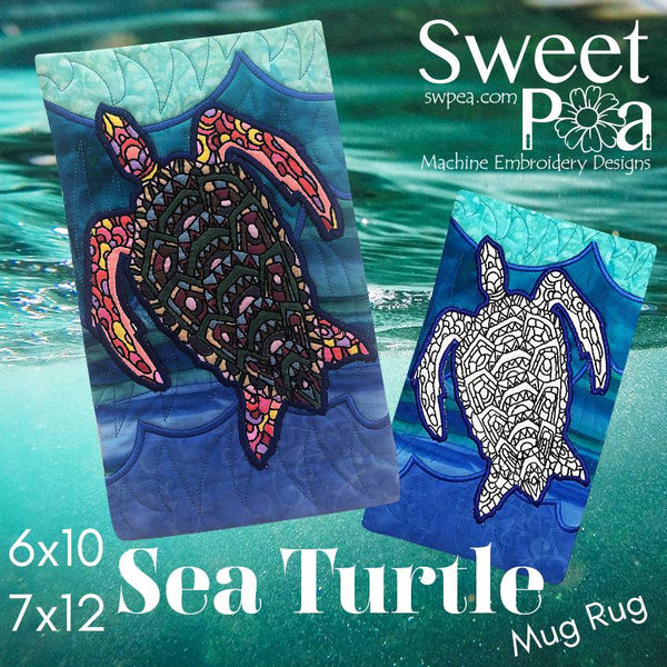 Sea Turtle Colouring in Mugrug 6x10 and 7x12 - Sweet Pea