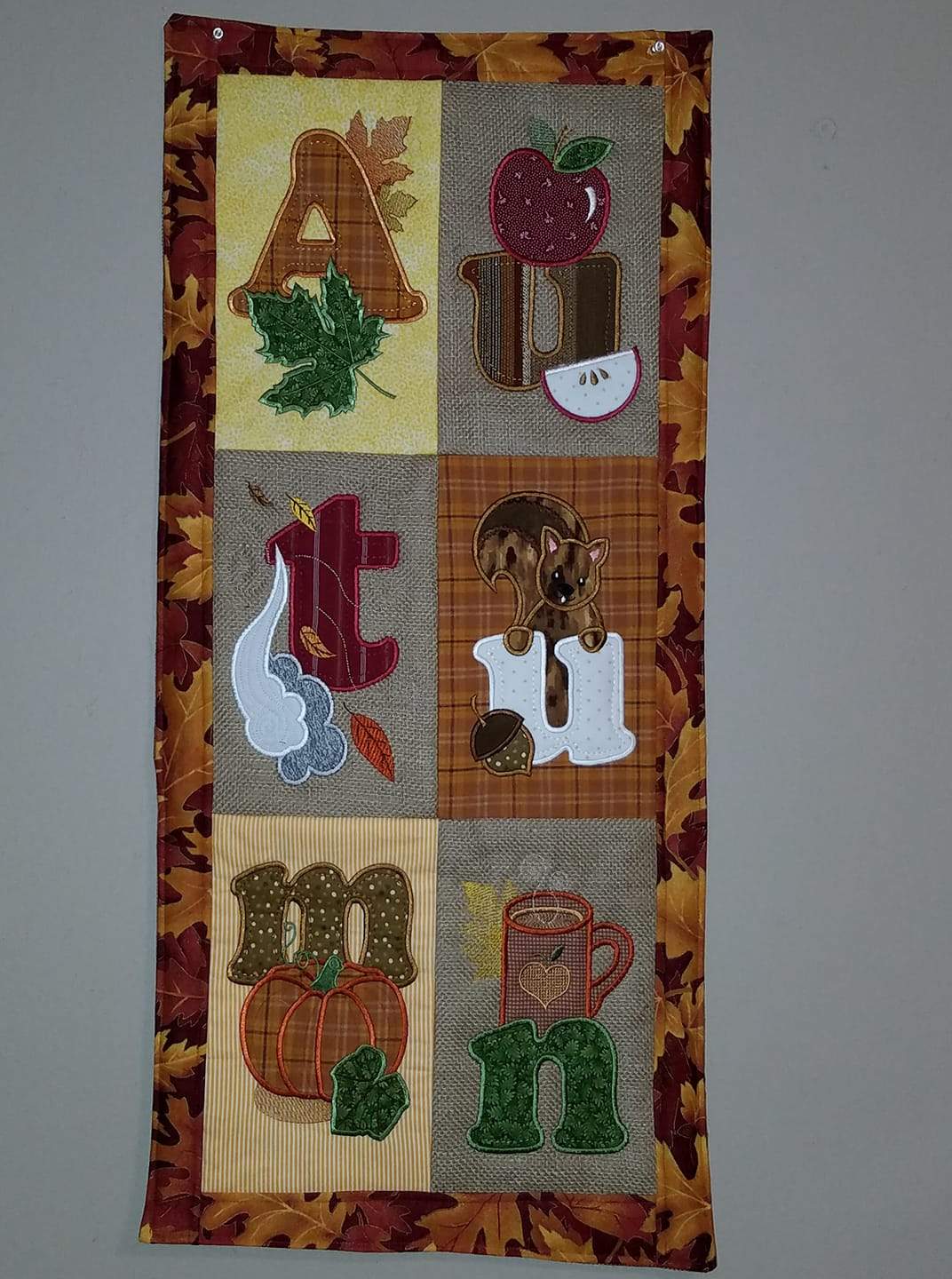 Autumn Flag or Table Runner 4x4 5x7 6x10 8x12 - Sweet Pea Australia In the hoop machine embroidery designs. in the hoop project, in the hoop embroidery designs, craft in the hoop project, diy in the hoop project, diy craft in the hoop project, in the hoop embroidery patterns, design in the hoop patterns, embroidery designs for in the hoop embroidery projects, best in the hoop machine embroidery designs perfect for all hoops and embroidery machines