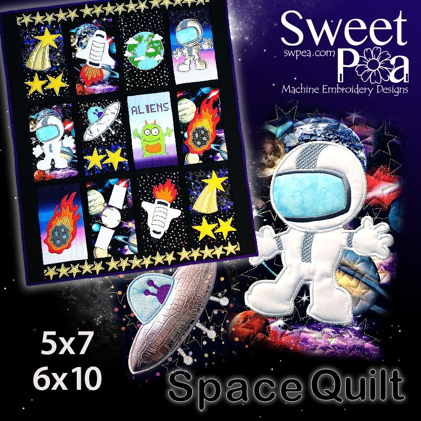 Space Quilt 5x7 6x10 - Sweet Pea Australia In the hoop machine embroidery designs. in the hoop project, in the hoop embroidery designs, craft in the hoop project, diy in the hoop project, diy craft in the hoop project, in the hoop embroidery patterns, design in the hoop patterns, embroidery designs for in the hoop embroidery projects, best in the hoop machine embroidery designs perfect for all hoops and embroidery machines