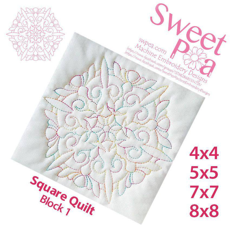Square Quilt Block 1 4x4 5x5 6x6 7x7 8x8 - Sweet Pea
