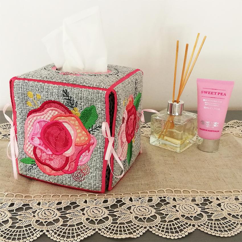 Roses Tissue Box 5x7 - Sweet Pea Australia In the hoop machine embroidery designs. in the hoop project, in the hoop embroidery designs, craft in the hoop project, diy in the hoop project, diy craft in the hoop project, in the hoop embroidery patterns, design in the hoop patterns, embroidery designs for in the hoop embroidery projects, best in the hoop machine embroidery designs perfect for all hoops and embroidery machines