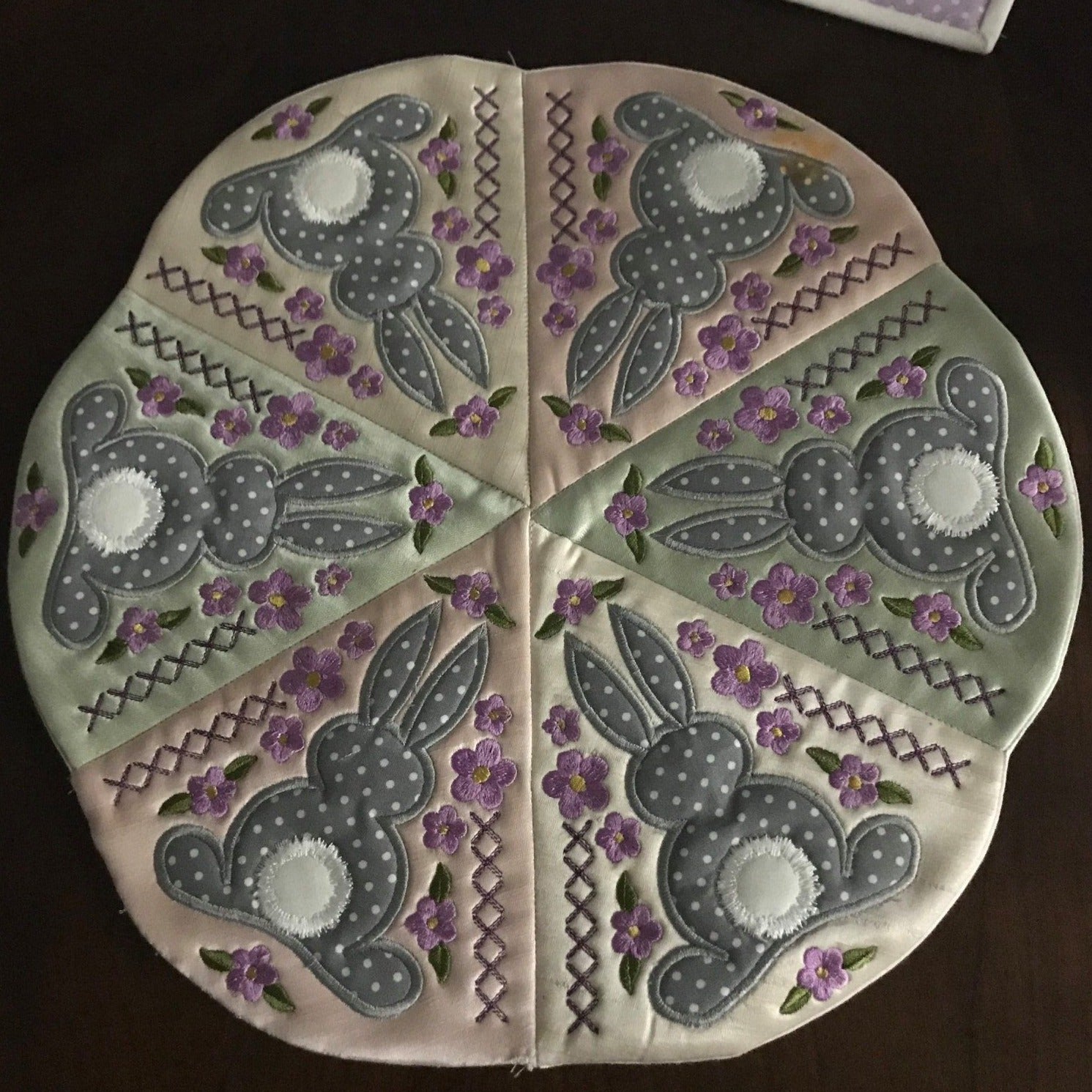 Bunny Table Centre 5x5 6x6 7x7 - Sweet Pea Australia In the hoop machine embroidery designs. in the hoop project, in the hoop embroidery designs, craft in the hoop project, diy in the hoop project, diy craft in the hoop project, in the hoop embroidery patterns, design in the hoop patterns, embroidery designs for in the hoop embroidery projects, best in the hoop machine embroidery designs perfect for all hoops and embroidery machines