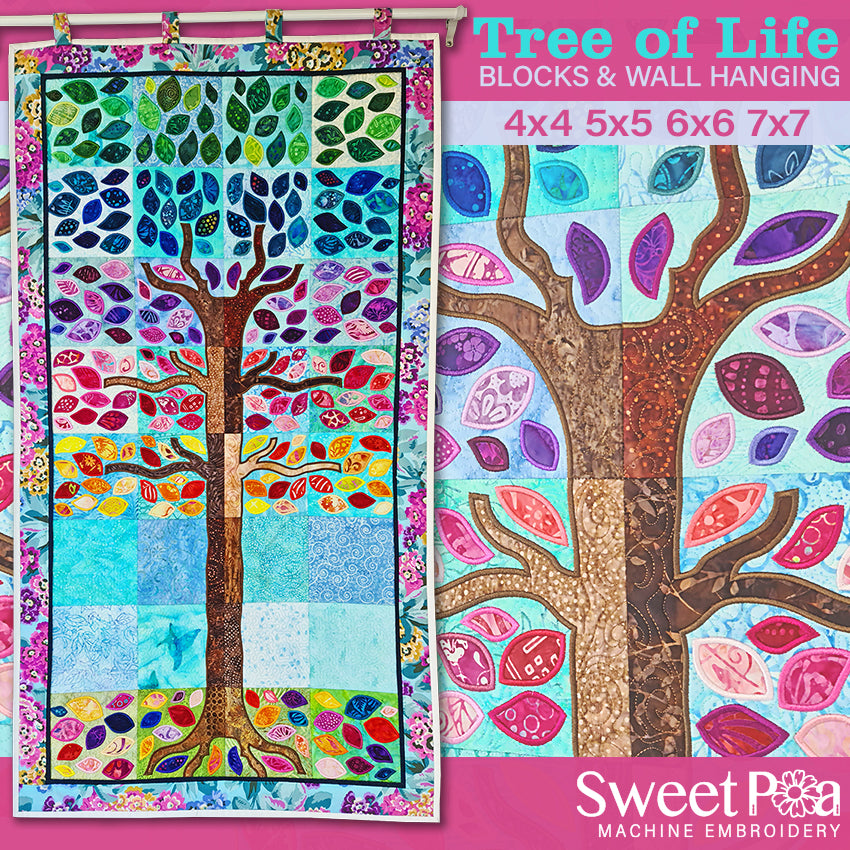 Tree of Life Blocks and Wall Hanging 4x4 5x5 6x6 7x7 - Sweet Pea Australia In the hoop machine embroidery designs. in the hoop project, in the hoop embroidery designs, craft in the hoop project, diy in the hoop project, diy craft in the hoop project, in the hoop embroidery patterns, design in the hoop patterns, embroidery designs for in the hoop embroidery projects, best in the hoop machine embroidery designs perfect for all hoops and embroidery machines