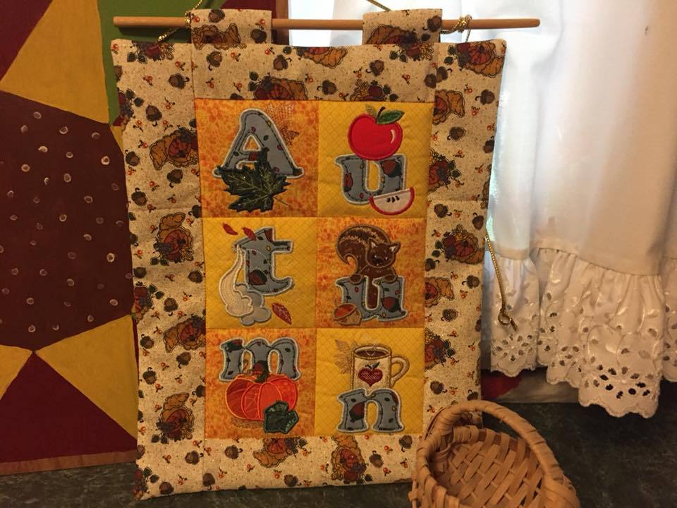 Autumn Flag or Table Runner 4x4 5x7 6x10 8x12 - Sweet Pea Australia In the hoop machine embroidery designs. in the hoop project, in the hoop embroidery designs, craft in the hoop project, diy in the hoop project, diy craft in the hoop project, in the hoop embroidery patterns, design in the hoop patterns, embroidery designs for in the hoop embroidery projects, best in the hoop machine embroidery designs perfect for all hoops and embroidery machines