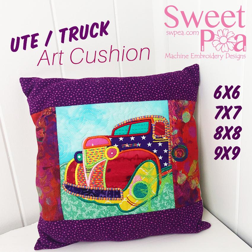 Ute/ Truck Art Cushion 6x6 7x7 8x8 9x9 - Sweet Pea Australia In the hoop machine embroidery designs. in the hoop project, in the hoop embroidery designs, craft in the hoop project, diy in the hoop project, diy craft in the hoop project, in the hoop embroidery patterns, design in the hoop patterns, embroidery designs for in the hoop embroidery projects, best in the hoop machine embroidery designs perfect for all hoops and embroidery machines