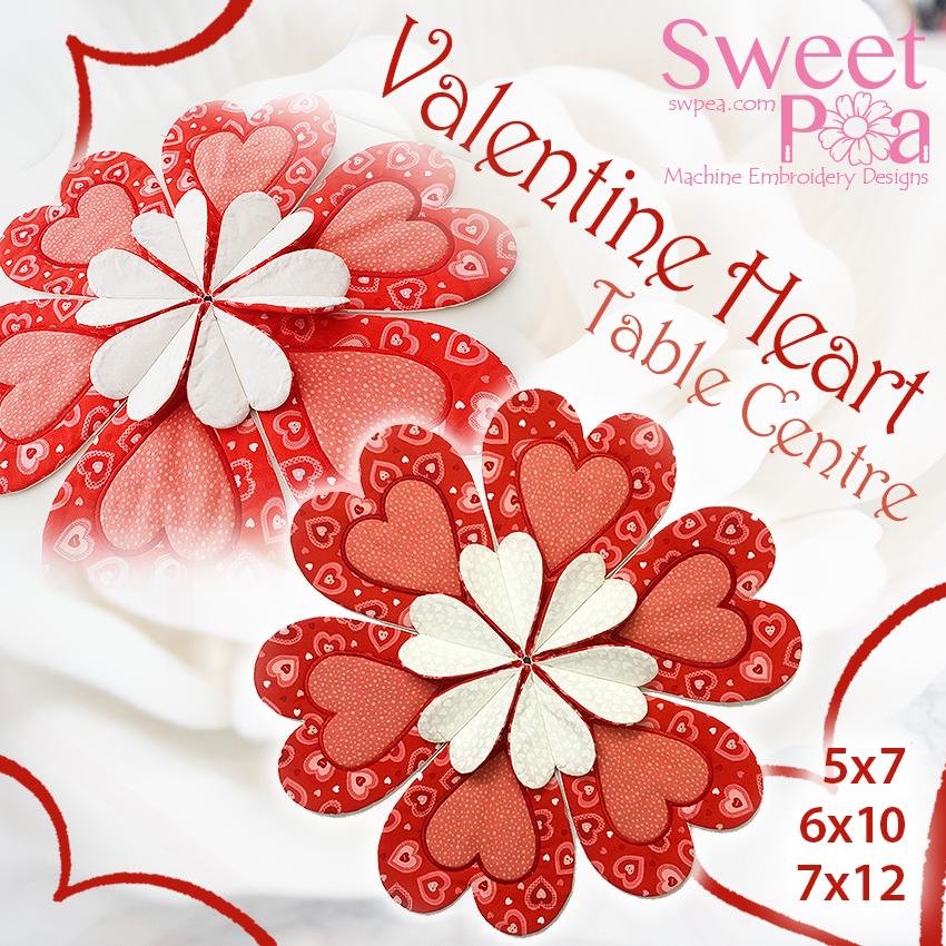 Valentines Hearts Table Centre 5x7 6x10 7x12 - Sweet Pea Australia In the hoop machine embroidery designs. in the hoop project, in the hoop embroidery designs, craft in the hoop project, diy in the hoop project, diy craft in the hoop project, in the hoop embroidery patterns, design in the hoop patterns, embroidery designs for in the hoop embroidery projects, best in the hoop machine embroidery designs perfect for all hoops and embroidery machines