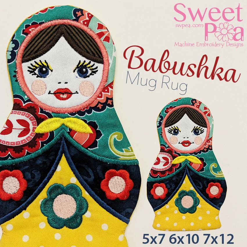 Babushka Mug Rug 5x7 6x10 7x12 - Sweet Pea Australia In the hoop machine embroidery designs. in the hoop project, in the hoop embroidery designs, craft in the hoop project, diy in the hoop project, diy craft in the hoop project, in the hoop embroidery patterns, design in the hoop patterns, embroidery designs for in the hoop embroidery projects, best in the hoop machine embroidery designs perfect for all hoops and embroidery machines
