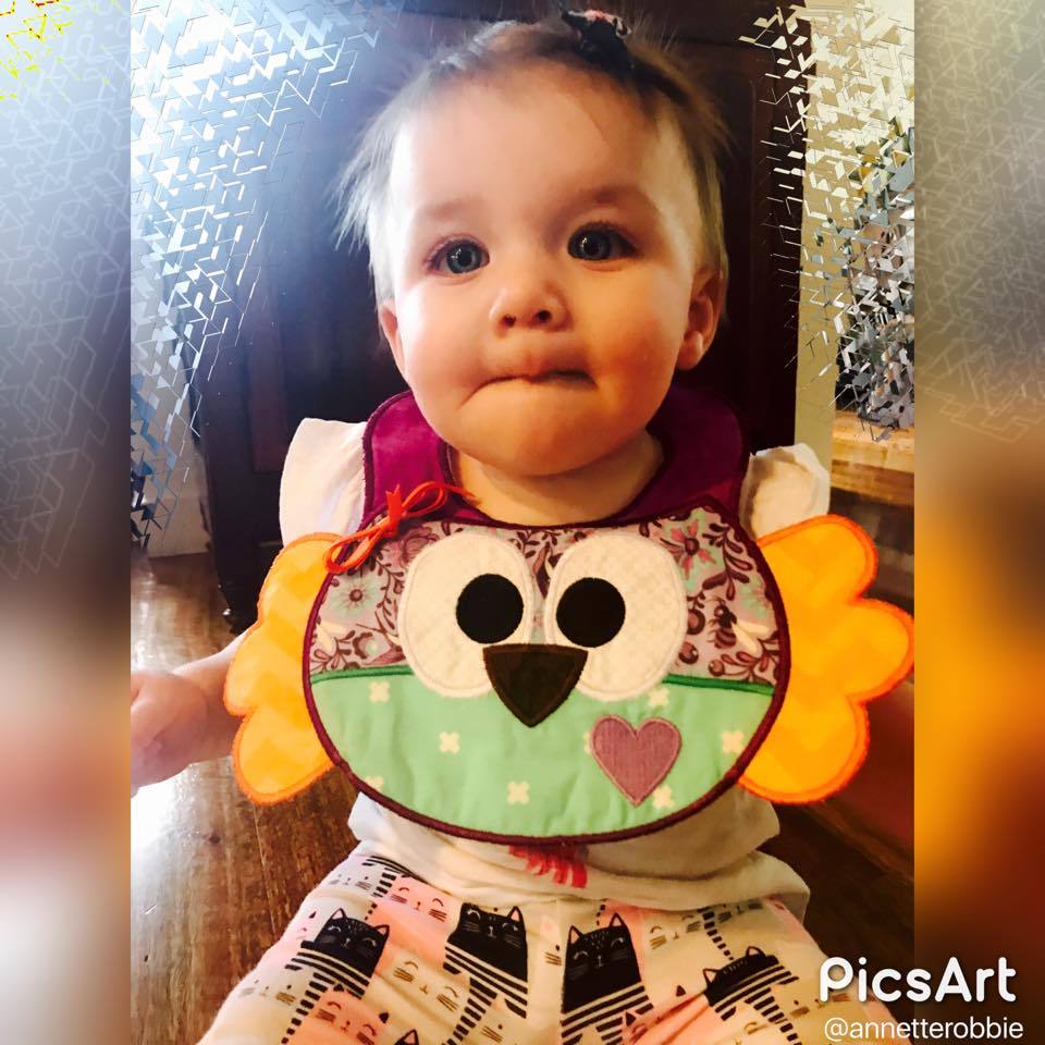 Owl Bib 5x7 - Sweet Pea Australia In the hoop machine embroidery designs. in the hoop project, in the hoop embroidery designs, craft in the hoop project, diy in the hoop project, diy craft in the hoop project, in the hoop embroidery patterns, design in the hoop patterns, embroidery designs for in the hoop embroidery projects, best in the hoop machine embroidery designs perfect for all hoops and embroidery machines