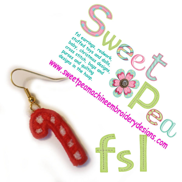 Christmas Candy Cane FSL earrings - Sweet Pea