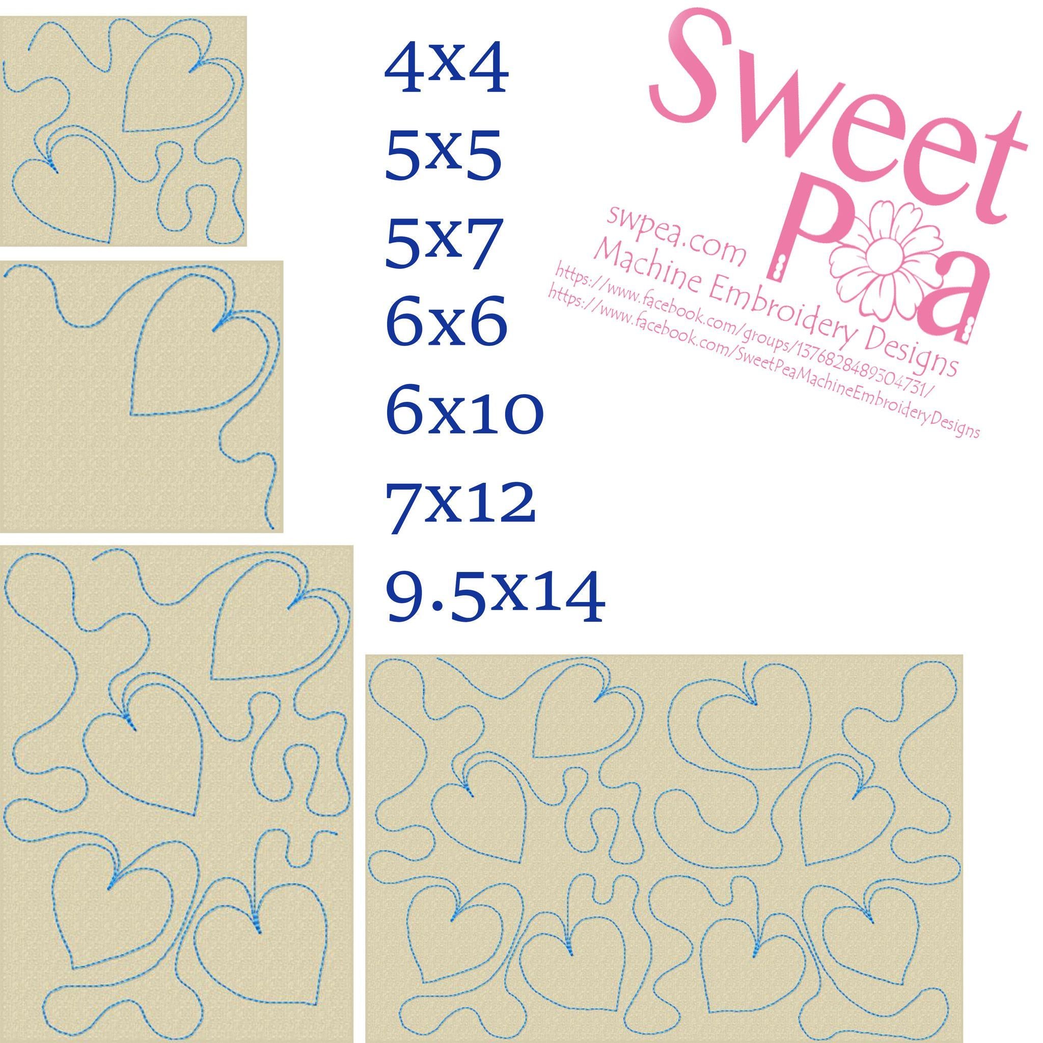 Hearts Continuous Quilting in the Hoop 4x4 5x7 6x10 7x12 and 9.5x14 - Sweet Pea Australia In the hoop machine embroidery designs. in the hoop project, in the hoop embroidery designs, craft in the hoop project, diy in the hoop project, diy craft in the hoop project, in the hoop embroidery patterns, design in the hoop patterns, embroidery designs for in the hoop embroidery projects, best in the hoop machine embroidery designs perfect for all hoops and embroidery machines