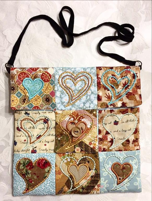 Heart Patchwork Bag 4x4 5x5 - Sweet Pea Australia In the hoop machine embroidery designs. in the hoop project, in the hoop embroidery designs, craft in the hoop project, diy in the hoop project, diy craft in the hoop project, in the hoop embroidery patterns, design in the hoop patterns, embroidery designs for in the hoop embroidery projects, best in the hoop machine embroidery designs perfect for all hoops and embroidery machines