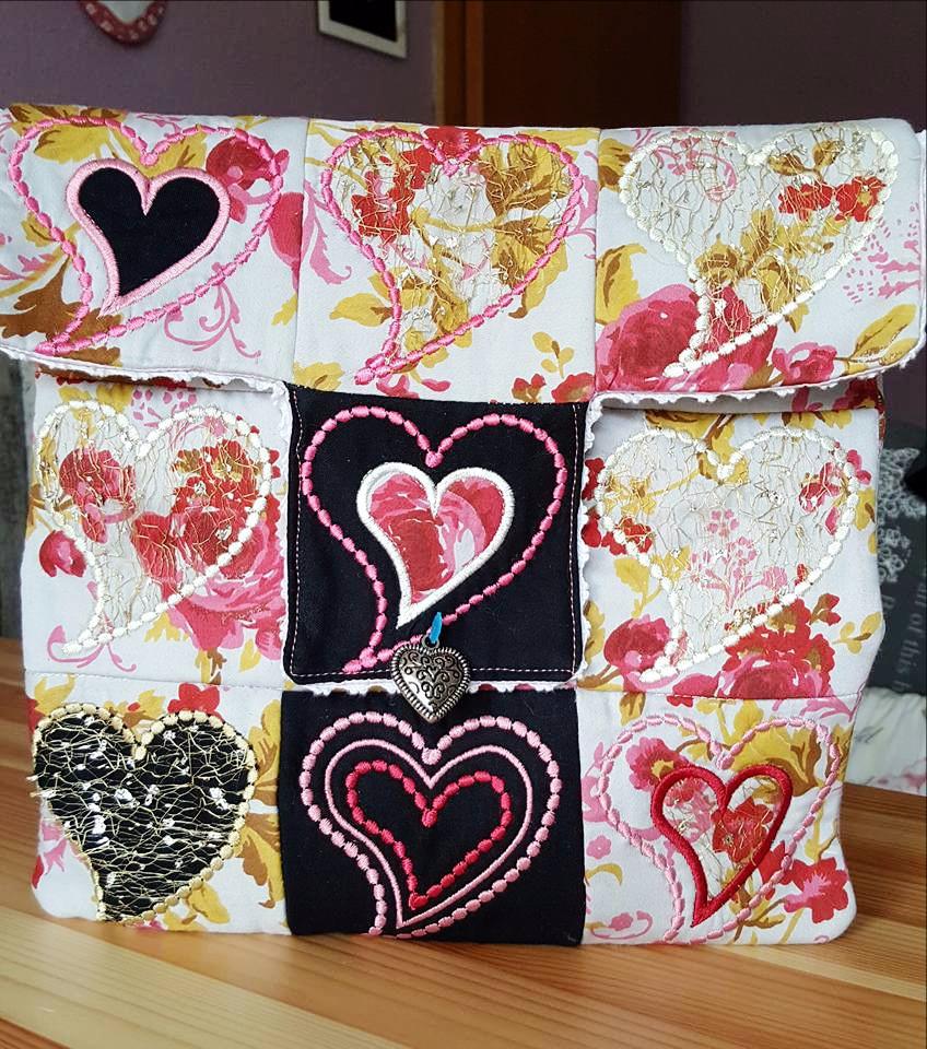 Heart Patchwork Bag 4x4 5x5 - Sweet Pea Australia In the hoop machine embroidery designs. in the hoop project, in the hoop embroidery designs, craft in the hoop project, diy in the hoop project, diy craft in the hoop project, in the hoop embroidery patterns, design in the hoop patterns, embroidery designs for in the hoop embroidery projects, best in the hoop machine embroidery designs perfect for all hoops and embroidery machines