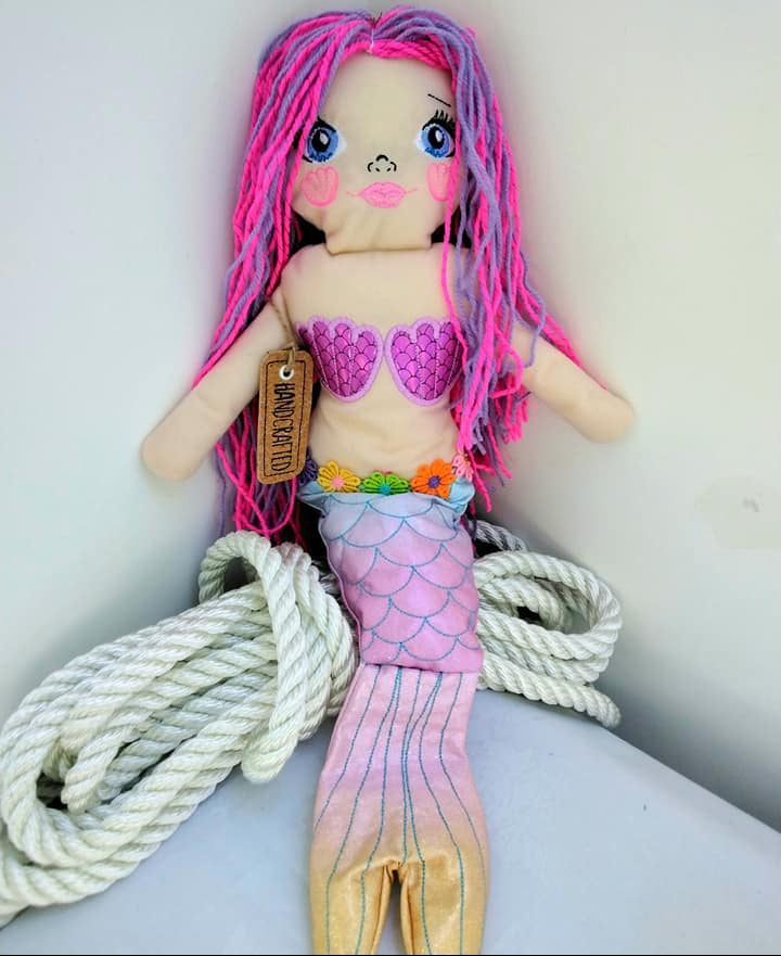 Mermaid Doll Stuffie/Stuffed Toy 5x7 6x10 - Sweet Pea Australia In the hoop machine embroidery designs. in the hoop project, in the hoop embroidery designs, craft in the hoop project, diy in the hoop project, diy craft in the hoop project, in the hoop embroidery patterns, design in the hoop patterns, embroidery designs for in the hoop embroidery projects, best in the hoop machine embroidery designs perfect for all hoops and embroidery machines