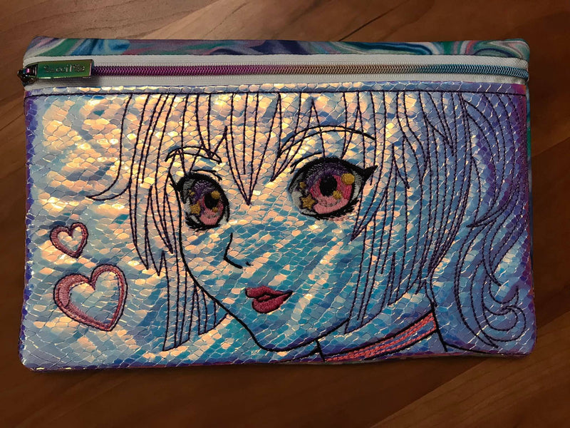 Anime Inspired Cosmetic Bag 5x7 6x10 8x12 9.5x14 - Sweet Pea