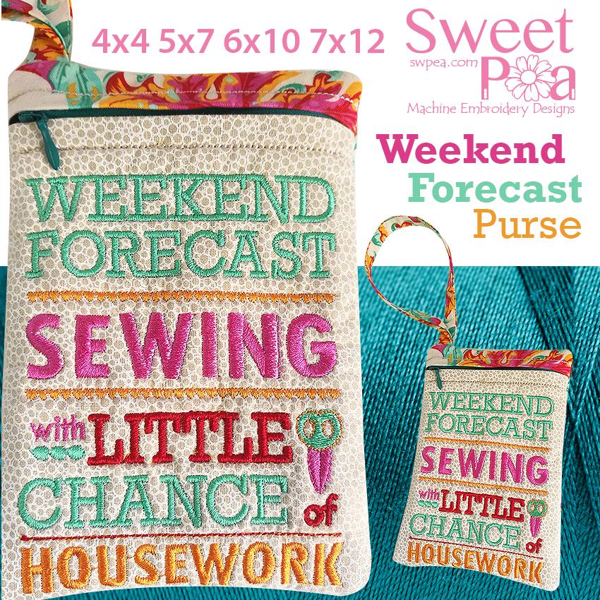 Weekend Forecast Zipper Purse 4x4, 5x7, 6x10 and 7x12 in the hoop machine embroidery design - Sweet Pea Australia In the hoop machine embroidery designs. in the hoop project, in the hoop embroidery designs, craft in the hoop project, diy in the hoop project, diy craft in the hoop project, in the hoop embroidery patterns, design in the hoop patterns, embroidery designs for in the hoop embroidery projects, best in the hoop machine embroidery designs perfect for all hoops and embroidery machines