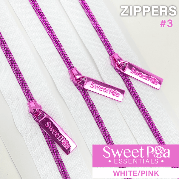 Sweet Pea #3 Zippers - WHITE/PINK - Sweet Pea