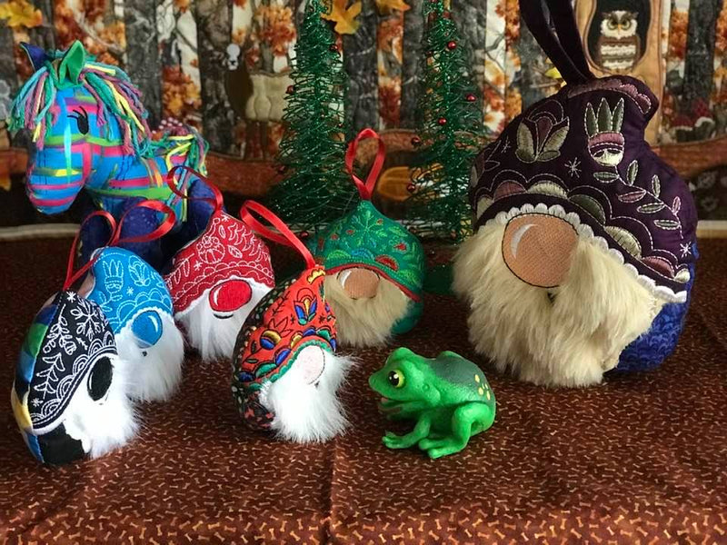 No Place Like Gnome - Stuffed Gnome Ornaments. Community Stories. Machine Embroidery blog  sweet-pea-machine-embroidery-designs