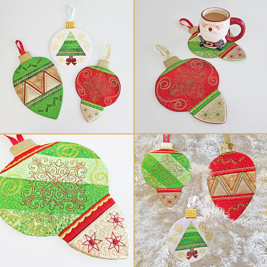 Christmas Ornament Mug Rug Set