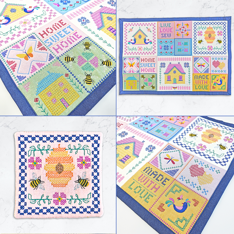 Cross Stitch Placemat and Coaster Set angles