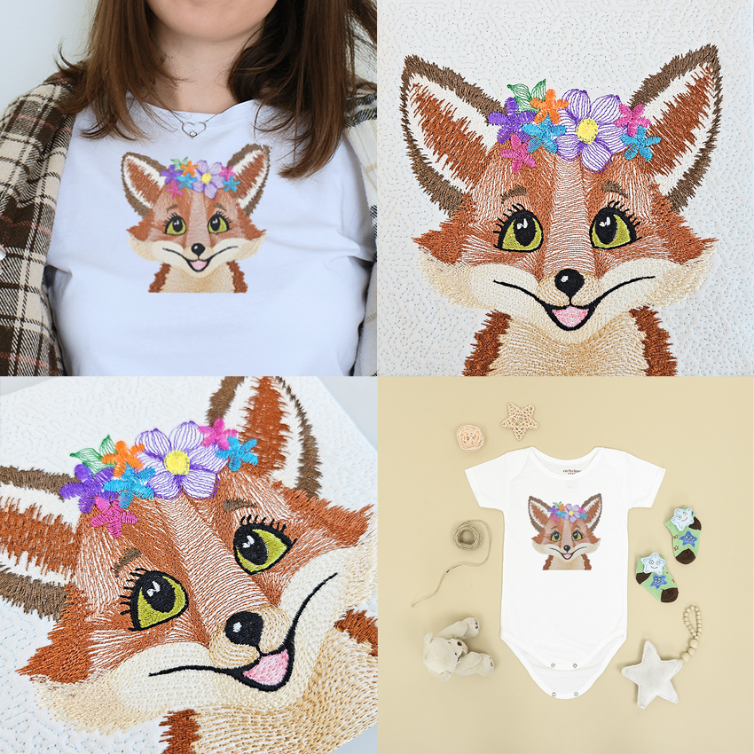 Cute Embroidered Animals with Flowers Set