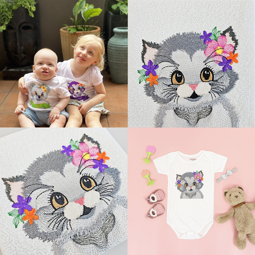 Cute Embroidered Animals with Flowers Set