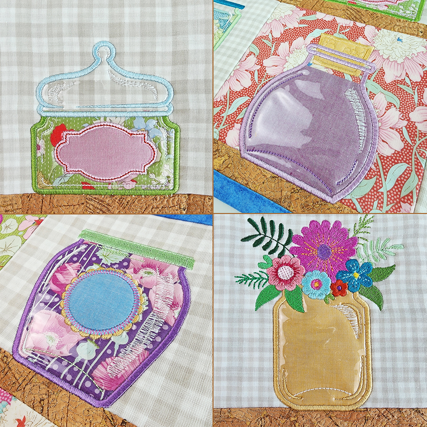 Jar Quilt 4x4 5x5 6x6 7x7 8x8 In the hoop machine embroidery designs