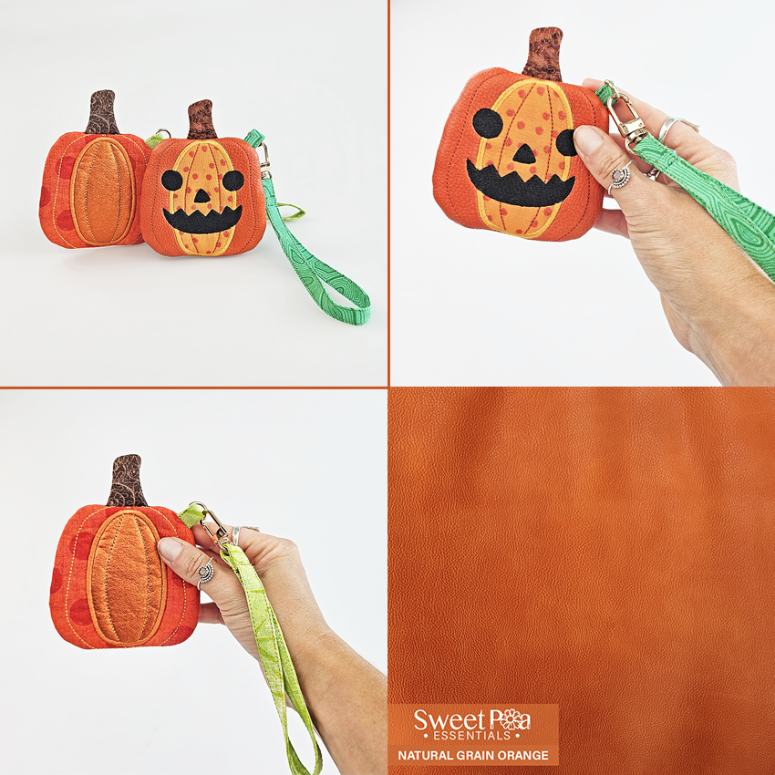 Pumpkin Jack-o-lantern Zipper purse  and sweet pea essentials used