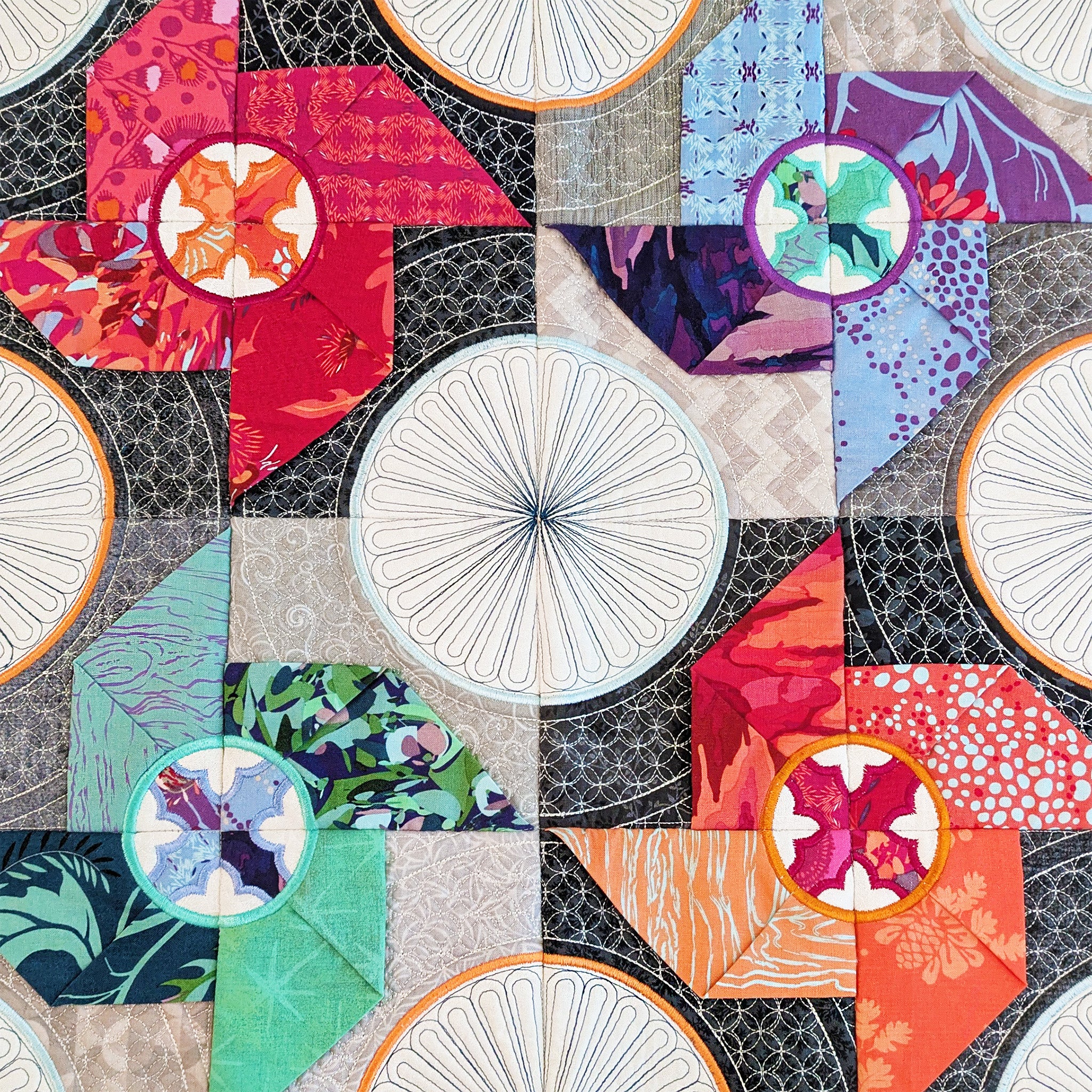 3D Japanese Pinwheel Quilt In the hoop machine embroidery designs