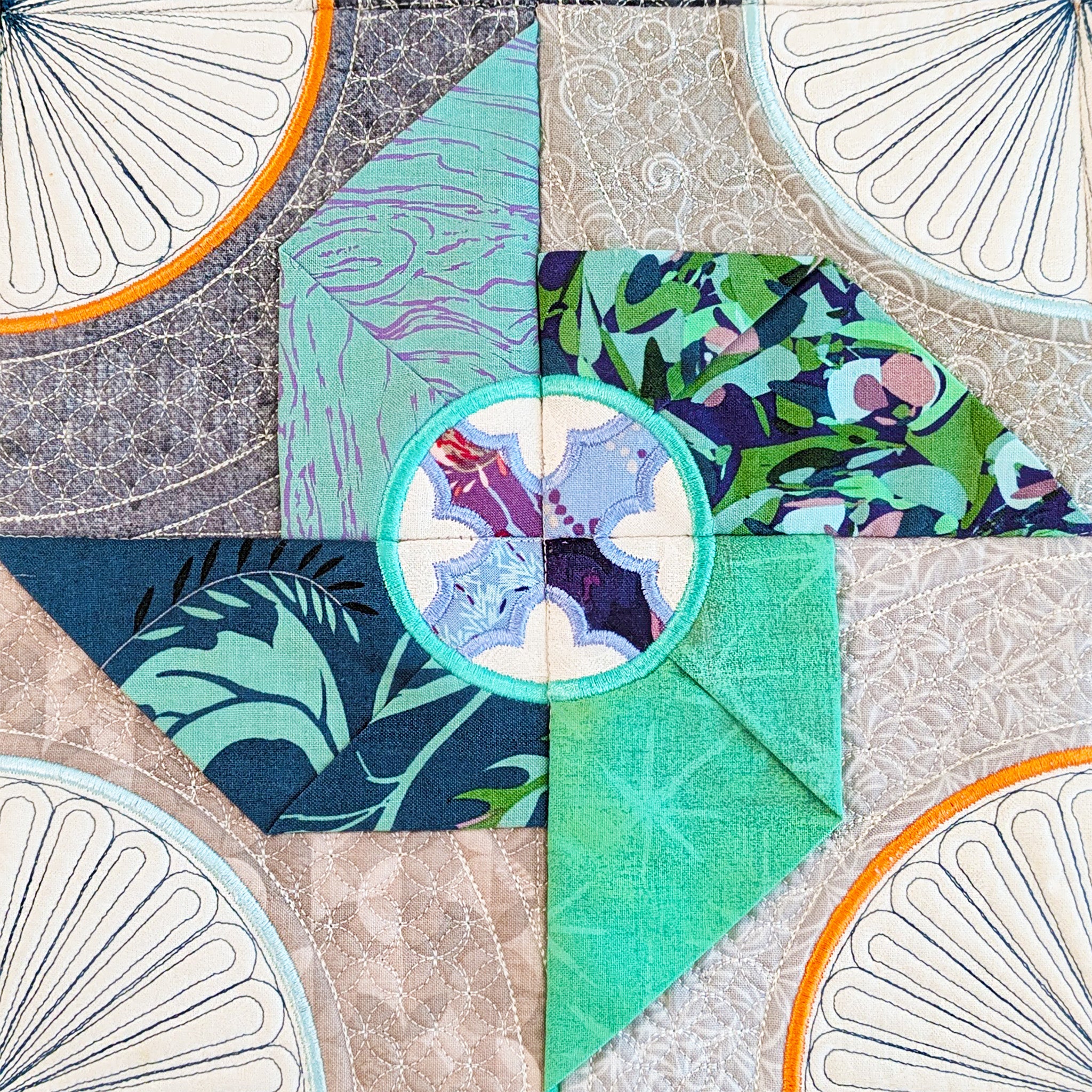 3D Japanese Pinwheel Quilt In the hoop machine embroidery designs