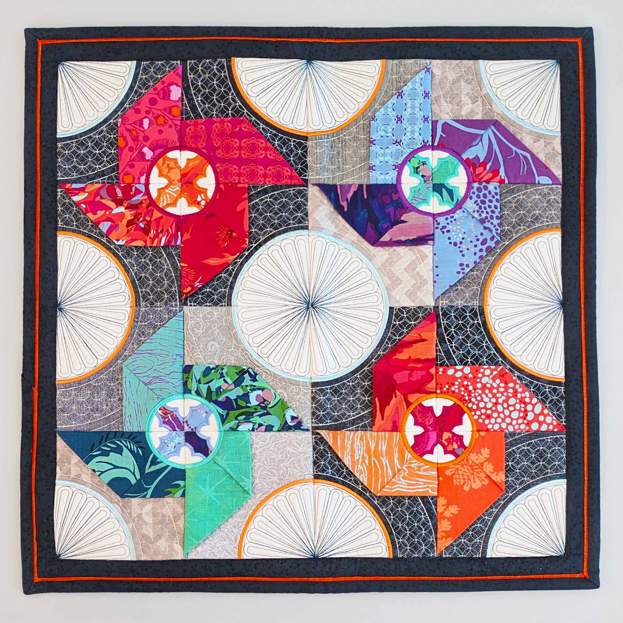 3D Japanese Pinwheel Quilt In the hoop machine embroidery designs