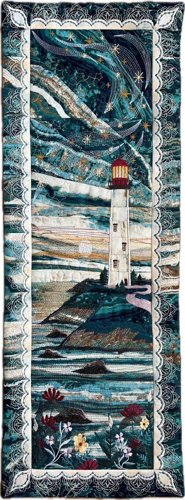 Lighthouse Scene Hanger 5x7 6x10 7x12 - Sweet Pea In The Hoop Machine Embroidery Design