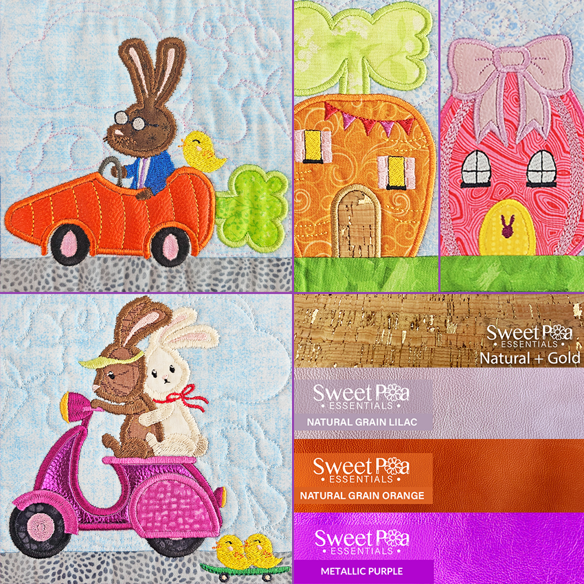 Bunny Ville Quilt, Machine Embroidery Design, Easter Design, Bunny, Eggs, Festive, Sweet Pea Machine Embroidery