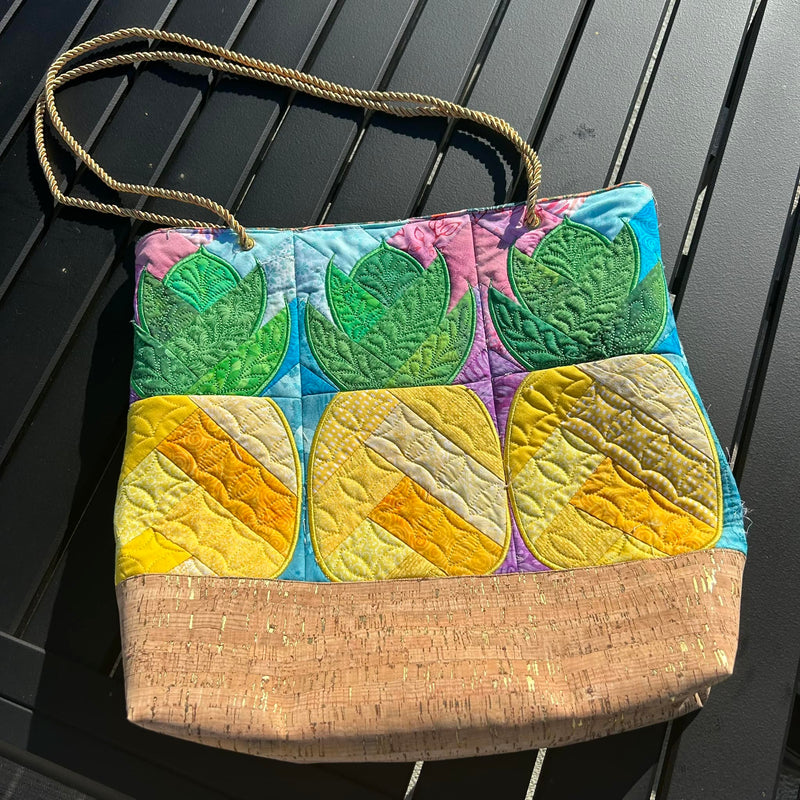 Herringbone Pineapple Blocks/Tote Bag 4x4 5x5 6x6 - Sweet Pea In The Hoop Machine Embroidery Design