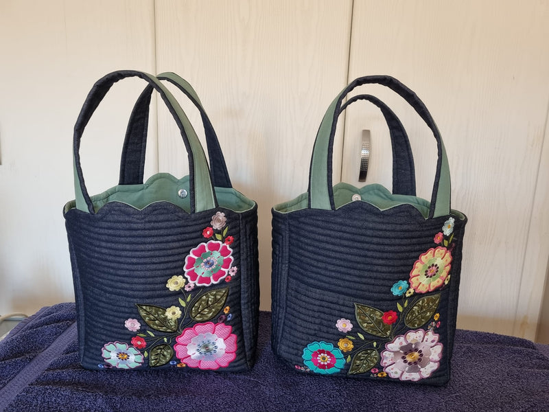 Flourishing Flowers Handbag 6x10 8x12 - Sweet Pea In The Hoop Machine Embroidery Design