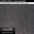Faux Leather, PU faux leather antique grain black, faux leather for machine embroidery designs and sewing