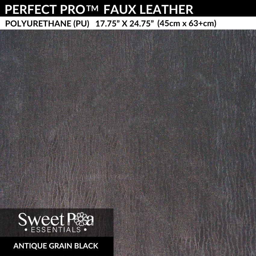 Perfect pro Faux Leather, PU Faux Leather, antique grain black, polyurethane