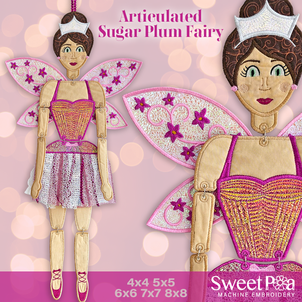 Embroidery Design ITH - Articulated Sugar Plum Fairy Embroidery Design ITH - Articulated Sugar Plum Fairy