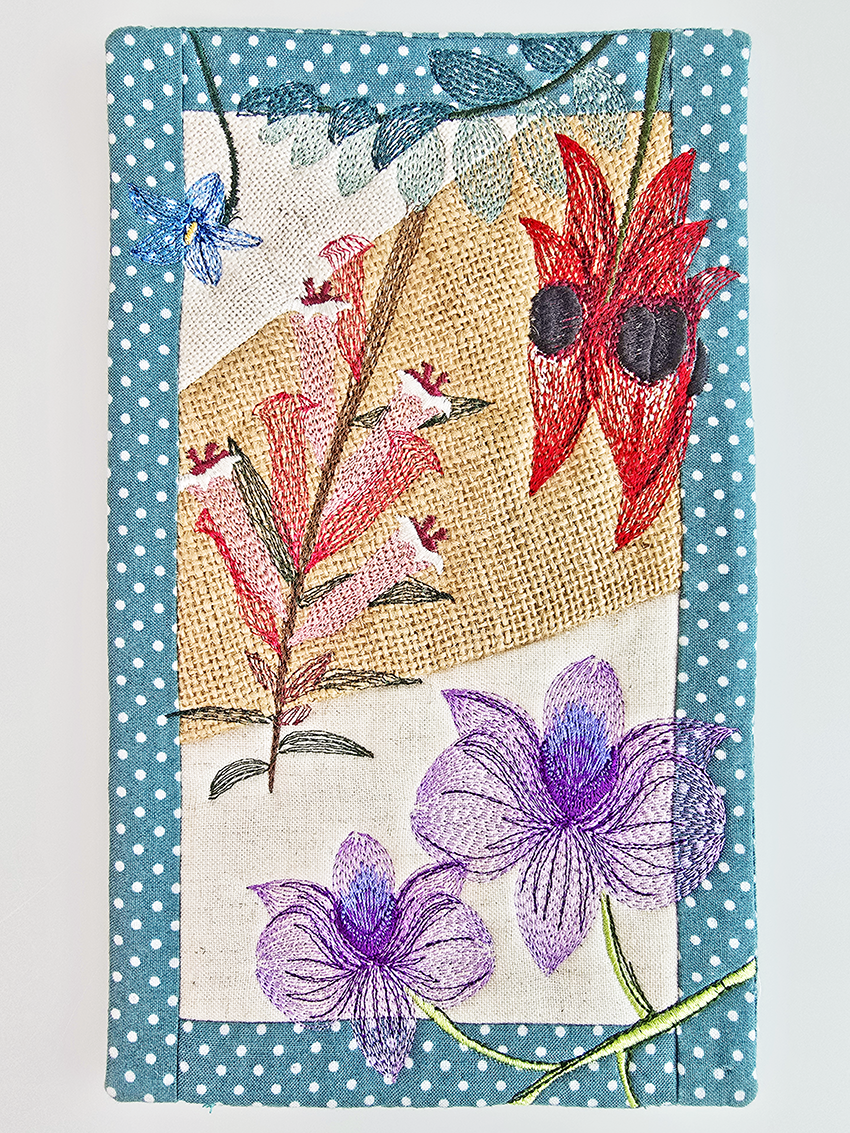 Australian Flowers Mug Rug # 1 In the hoop machine embroidery designs