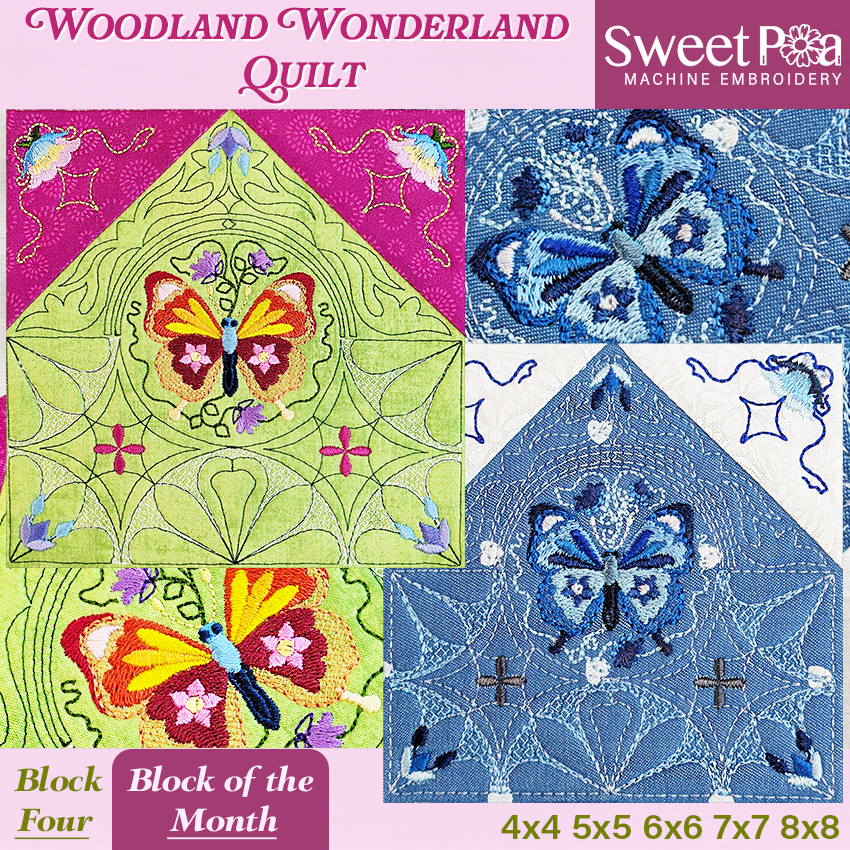 BOM Woodland Wonderland Quilt - Block 4 In the hoop machine embroidery designs