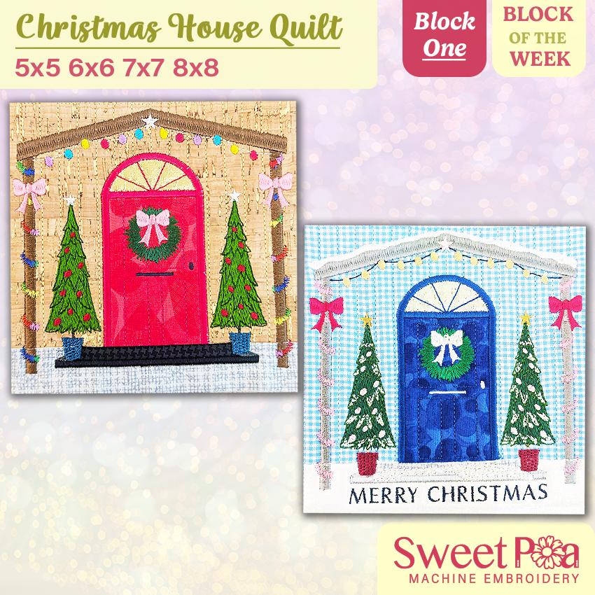 BOW Christmas House Quilt - Block 1