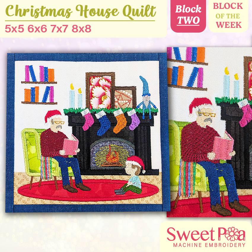 BOW Christmas House Quilt - Block 2