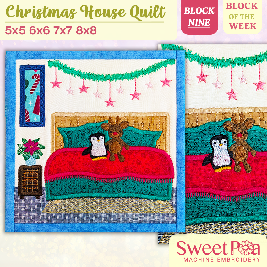 BOW Christmas House Quilt - Block 9